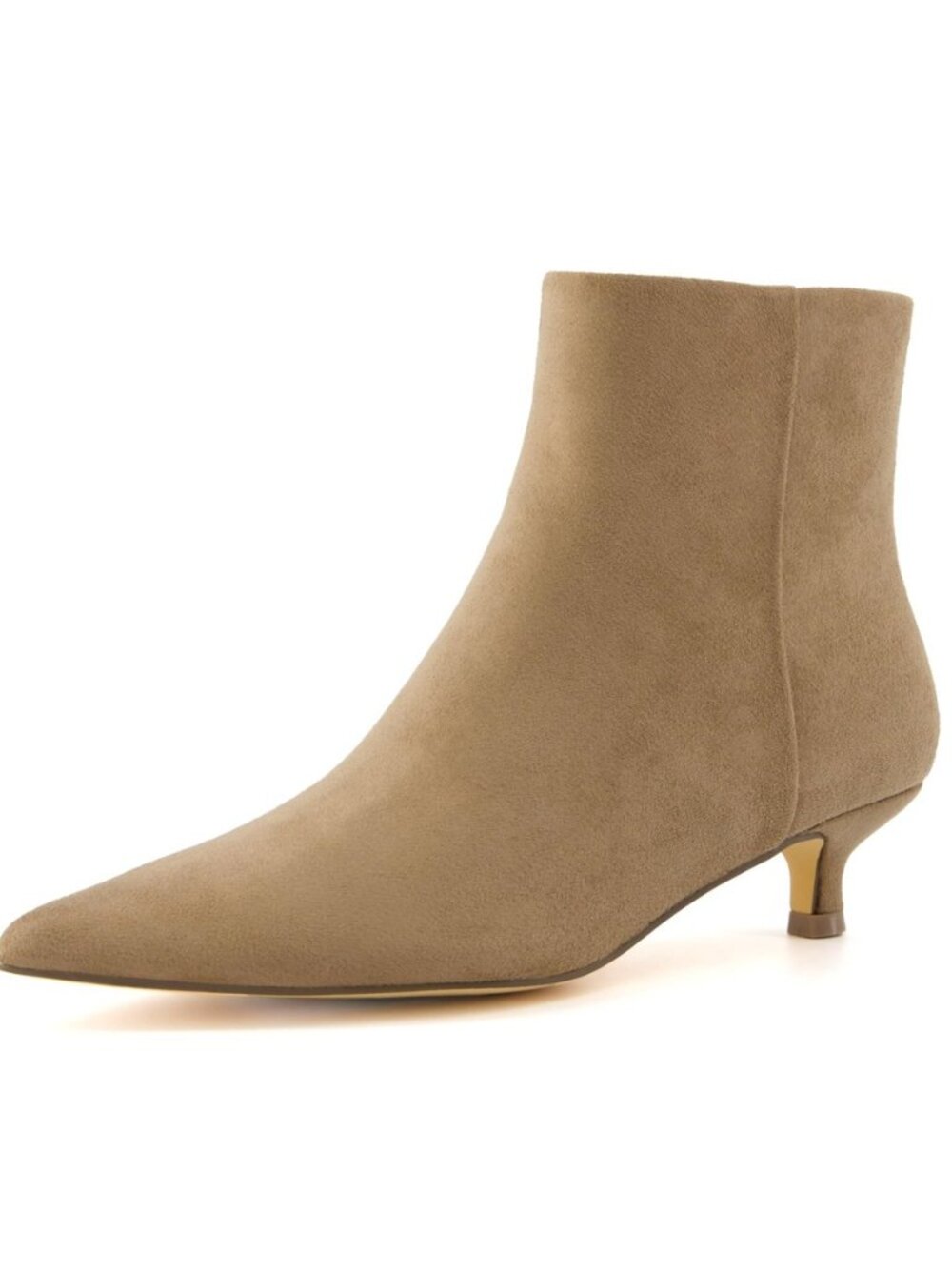 Women's Barbi Pointed Toe Kitten Heel Bootie – Soft Vegan Leather, Memory Foam